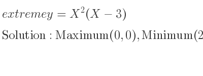 The extreme y=X^2(X-3) is Maximum(0,0),Minimum(2,-4)